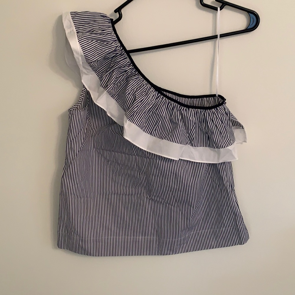 One shoulder j.Crew striped top, size 0